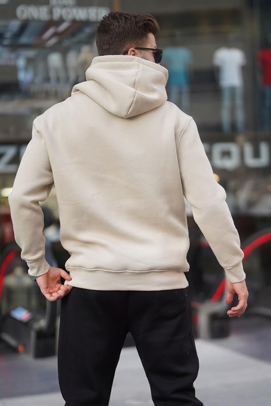 MDX Beige Hooded Sweatshirt with Button Detail 6150 - Rock Hill