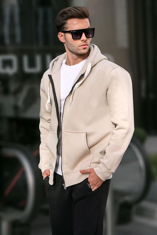 MDX Beige Hooded Regular Fit Men's Sweatshirt 6140 - Queens