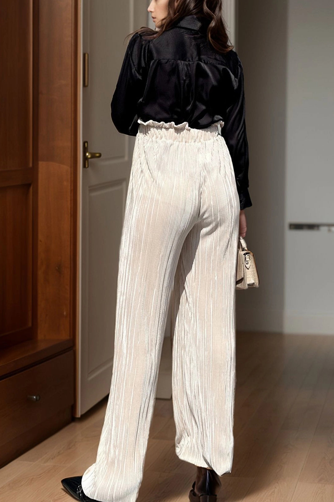 Beige Elastic Waist Wide Leg Loose Fit Pants BCBSK-25700-3578 - Prince George