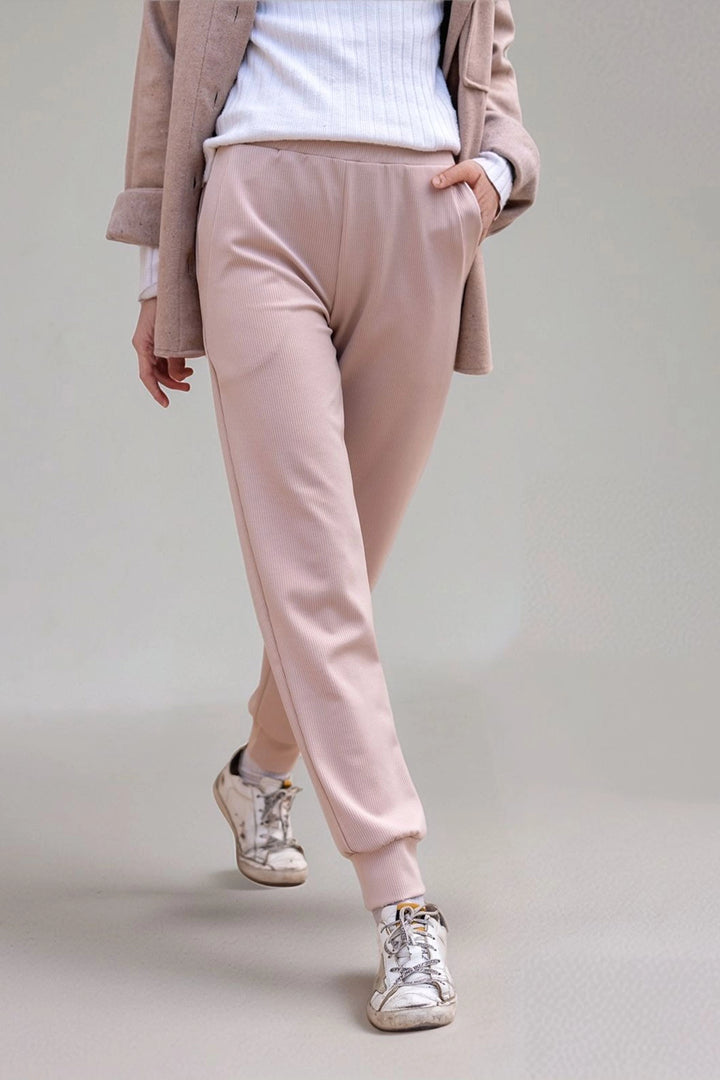Beige Elastic Waist Jogger Pants with Pocket BCBSK-25700-3325 - Gloucester