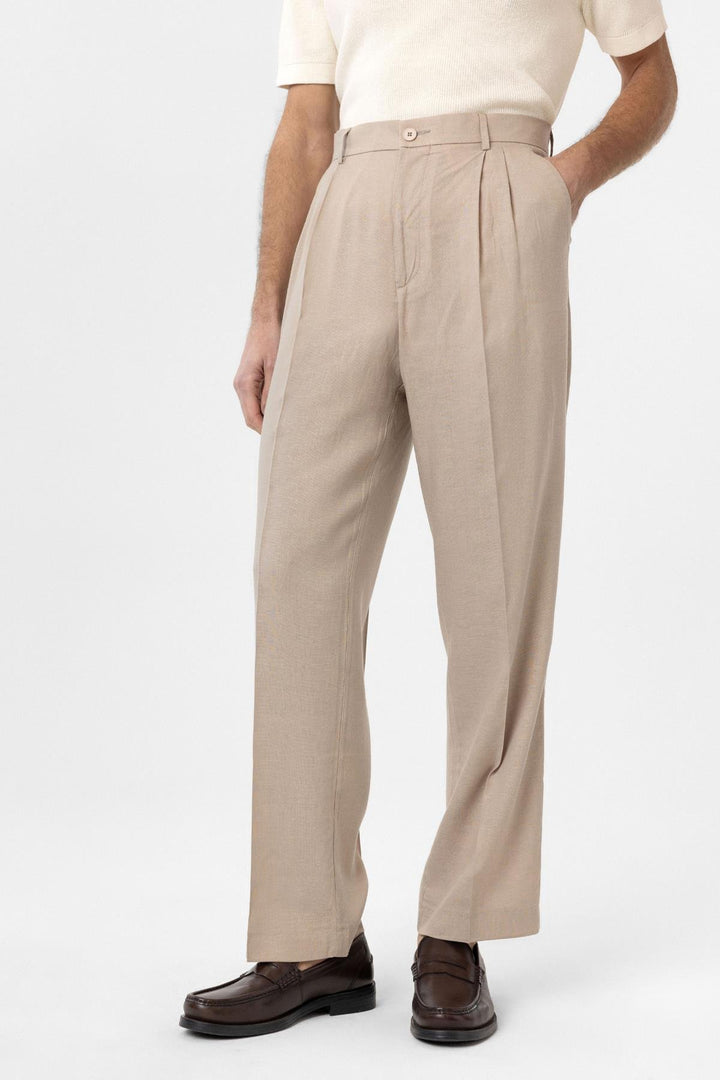 ANT Antioch Bej Keten Karışımlı Erkek Baggy Pantolon - Penafiel