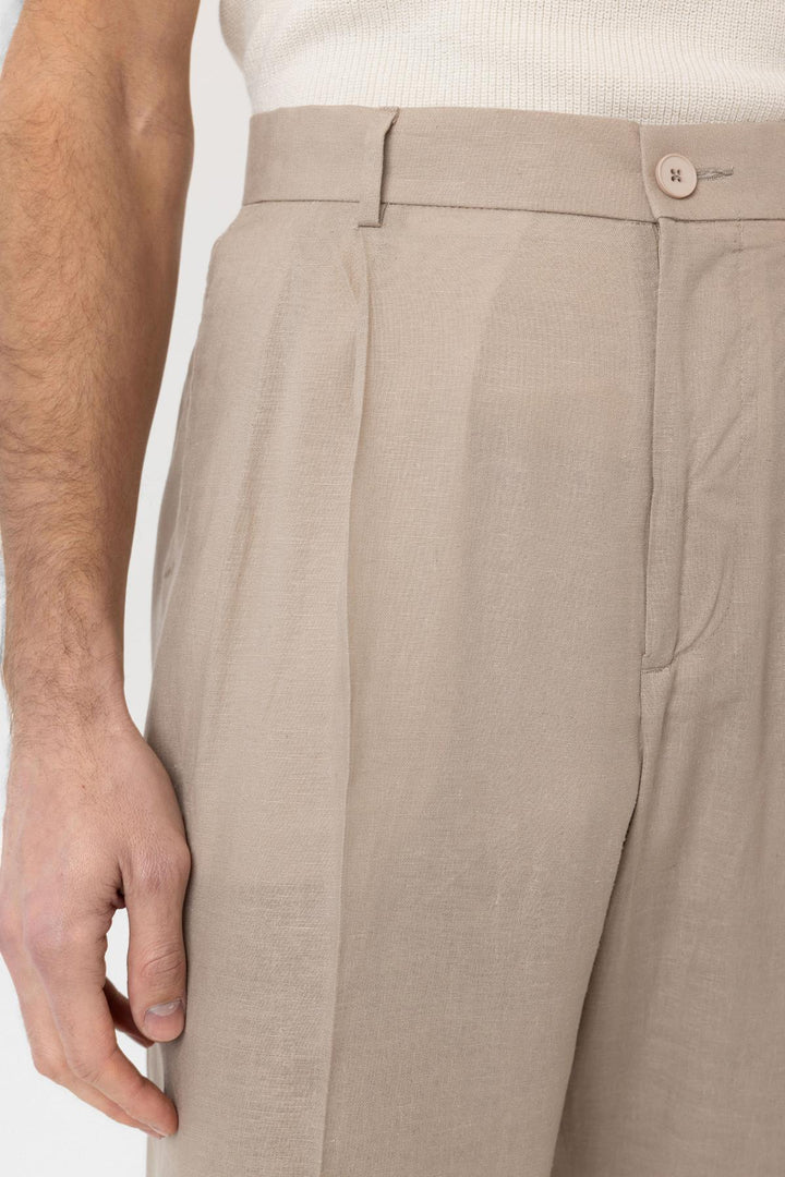 ANT Antioch Bej Keten Karışımlı Erkek Baggy Pantolon - Penafiel