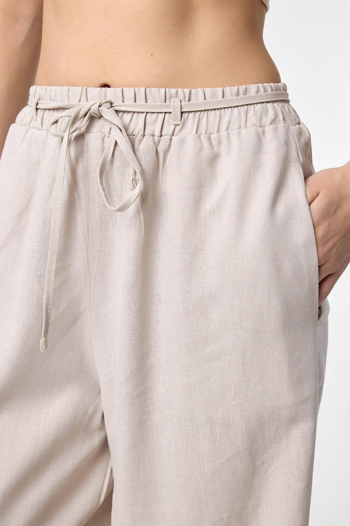 ANT Antioch Beige Mixed Fabric Women's Pants - Canicattì