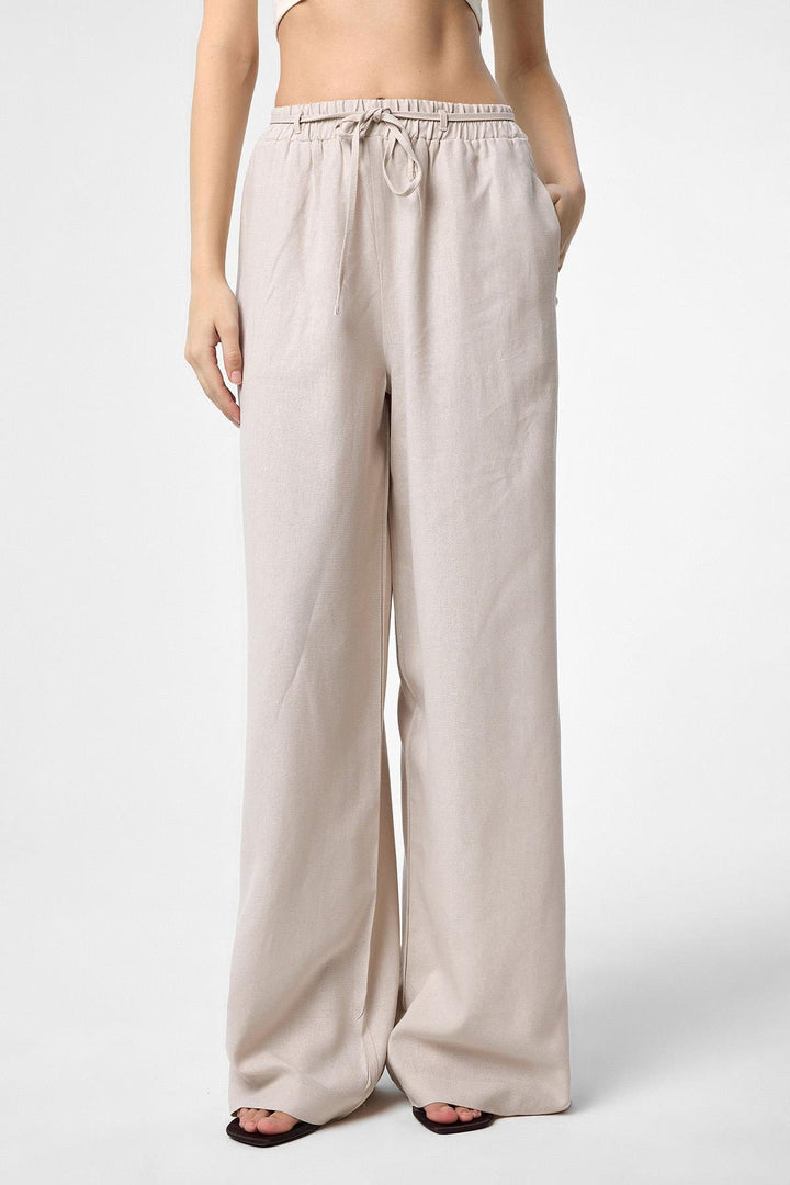 ANT Antioch Beige Mixed Fabric Women's Pants - Canicattì