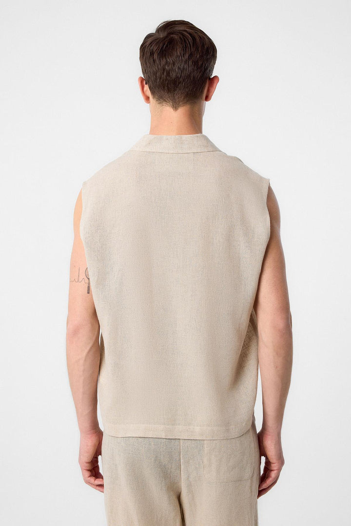 ANT Antioch Men's Sleeveless Shirt with Beige Corduroy Mix - League City