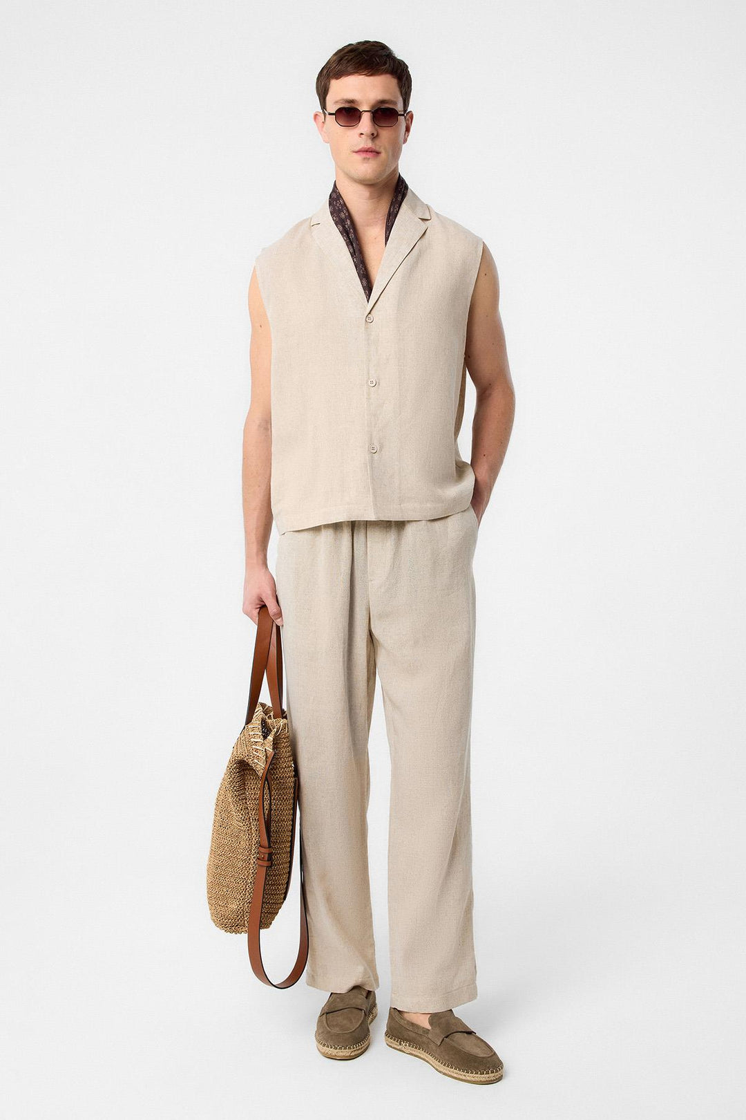 ANT Antioch Men's Sleeveless Shirt with Beige Corduroy Mix - League City