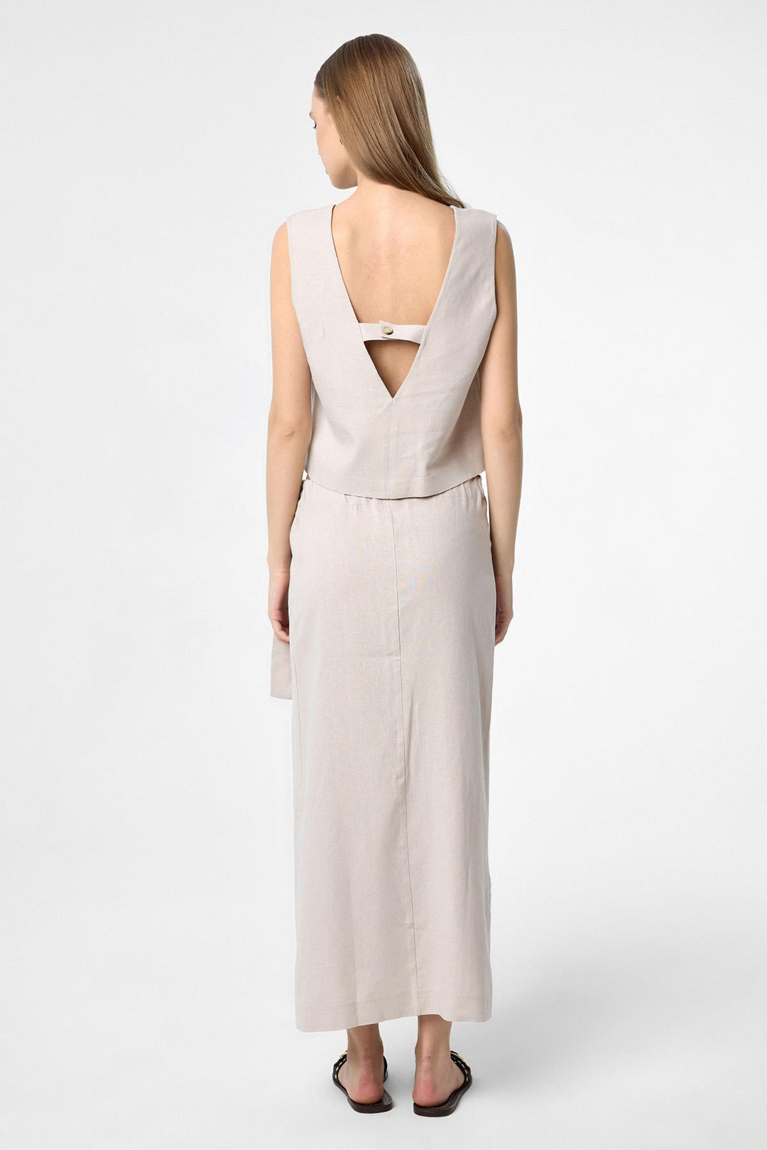 ANT Antioch Bej Keten Karışımlı Kuşaklı Kadın Etek - Arvada