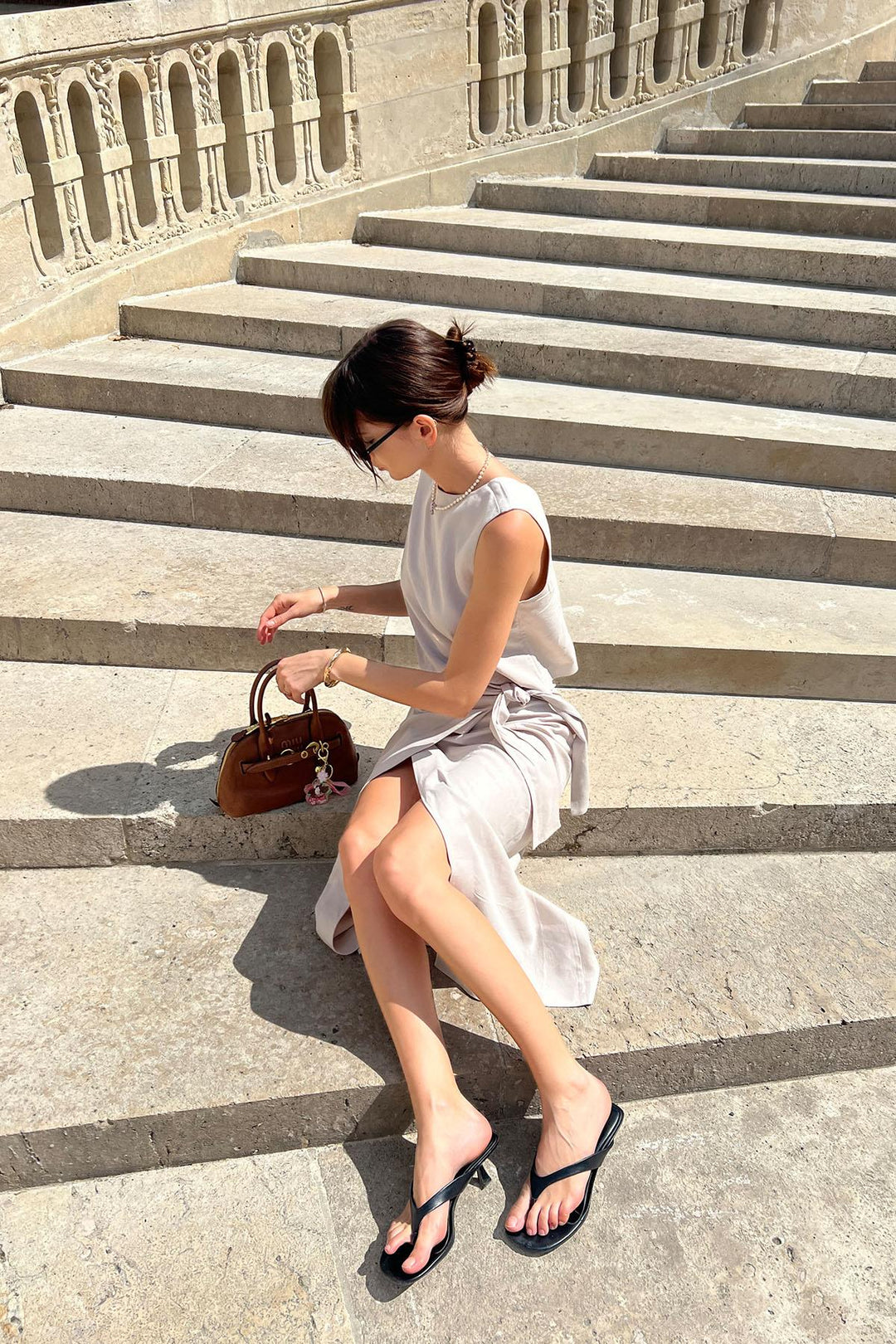 ANT Antioch Bej Keten Karışımlı Kuşaklı Kadın Etek - Arvada