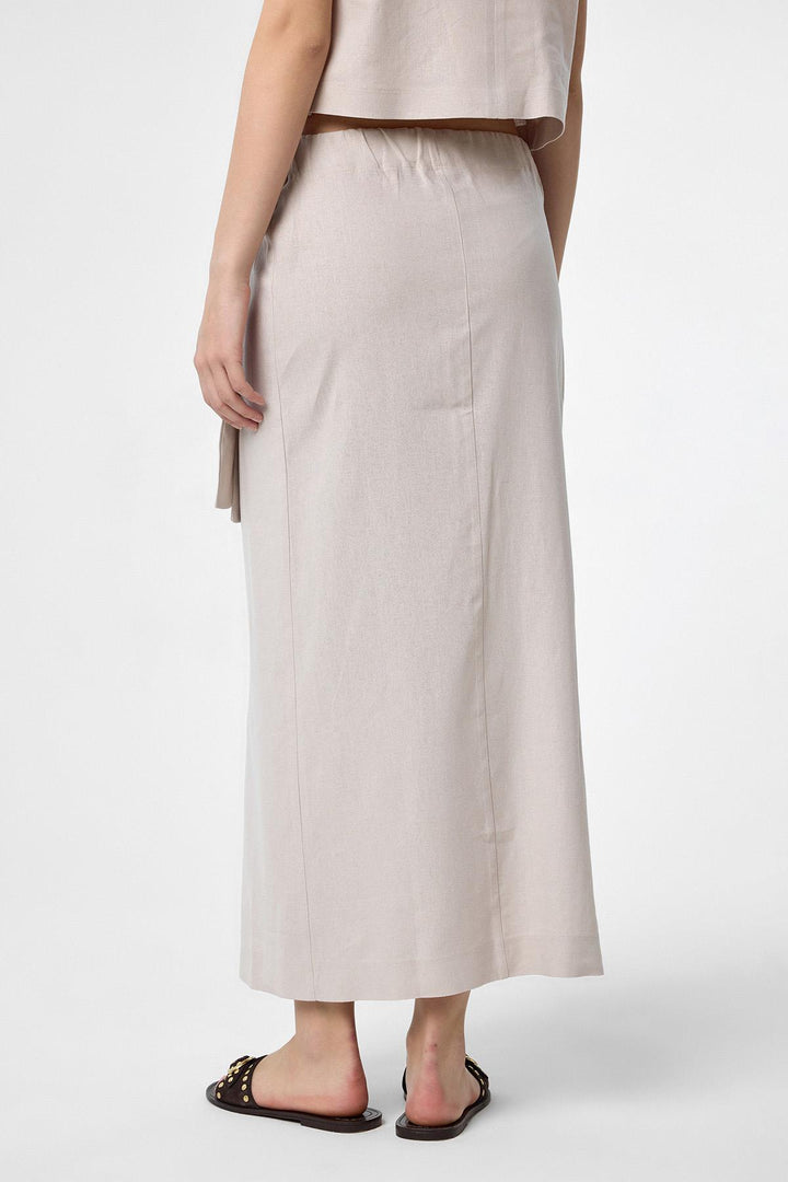ANT Antioch Bej Keten Karışımlı Kuşaklı Kadın Etek - Arvada