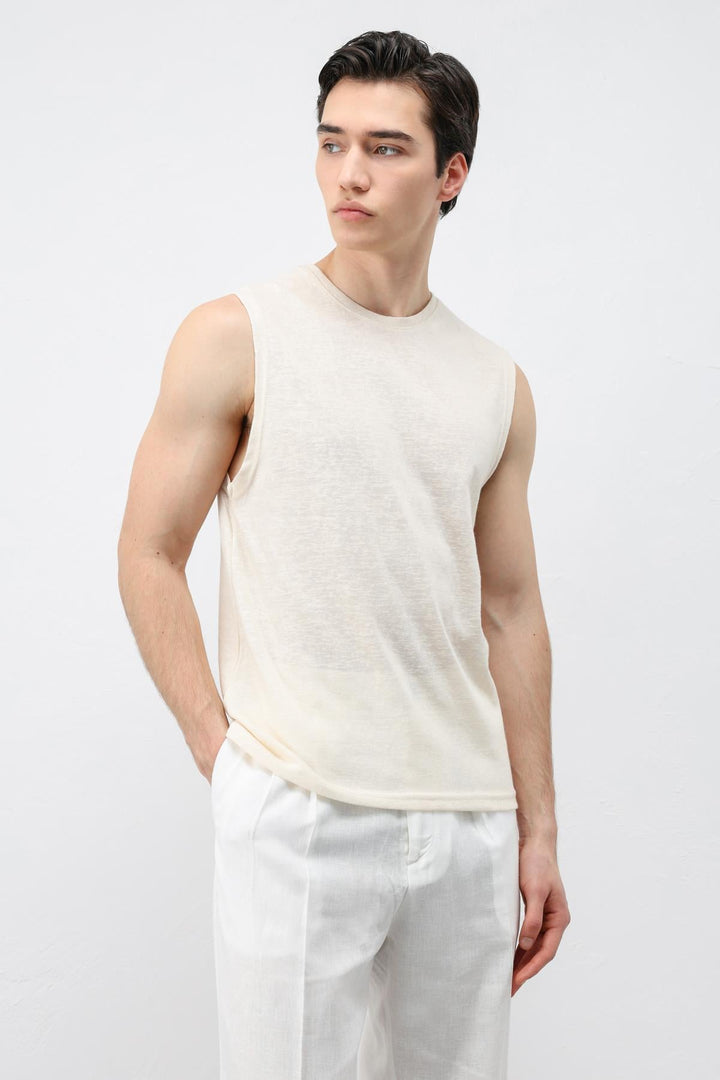 ANT Antioch Bej Kolsuz Erkek T-Shirt - Peine