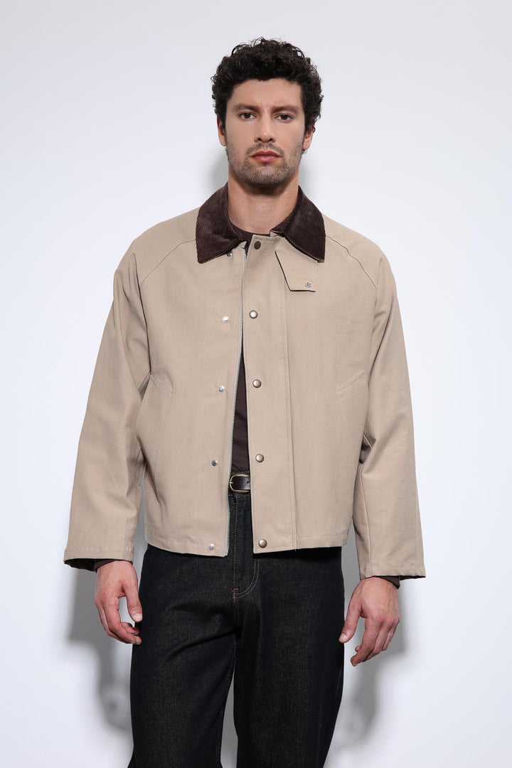 ANT Antioch Beige Contrast Collar Men's Jacket - Tours