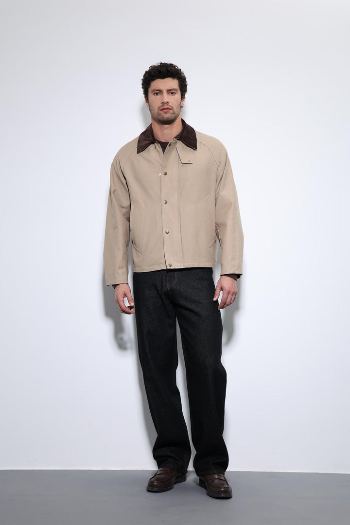 ANT Antioch Beige Contrast Collar Men's Jacket - Tours