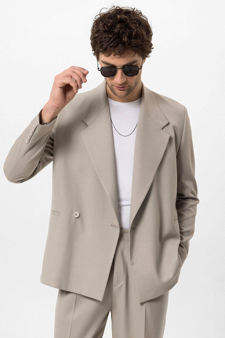 ANT Antioch Bej Kruvaze Kapama Fleto Cepli Erkek Blazer Ceket - Culver City
