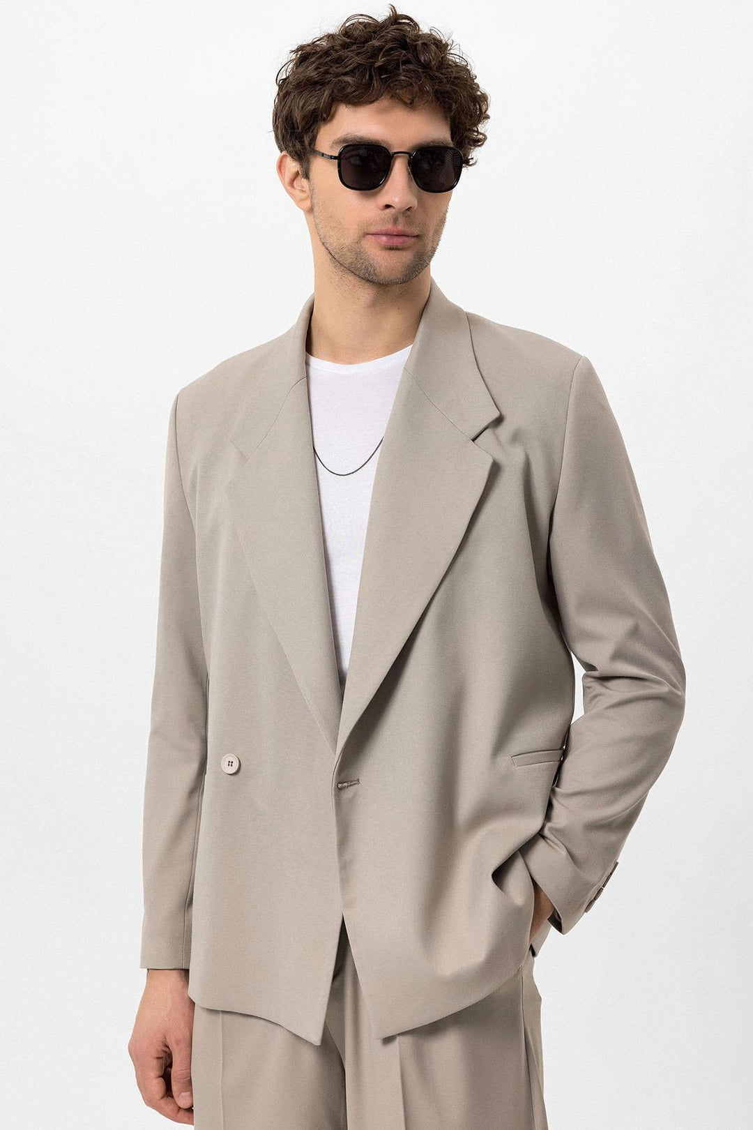 ANT Antioch Bej Kruvaze Kapama Fleto Cepli Erkek Blazer Ceket - Culver City
