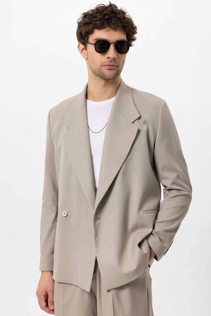 ANT Antioch Bej Kruvaze Kapama Fleto Cepli Erkek Blazer Ceket - Culver City