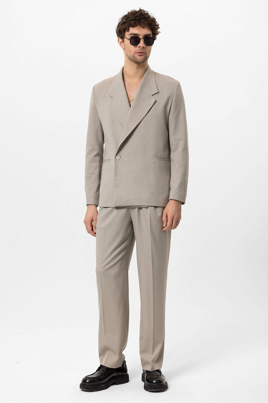 ANT Antioch Bej Kruvaze Kapama Fleto Cepli Erkek Blazer Ceket - Culver City