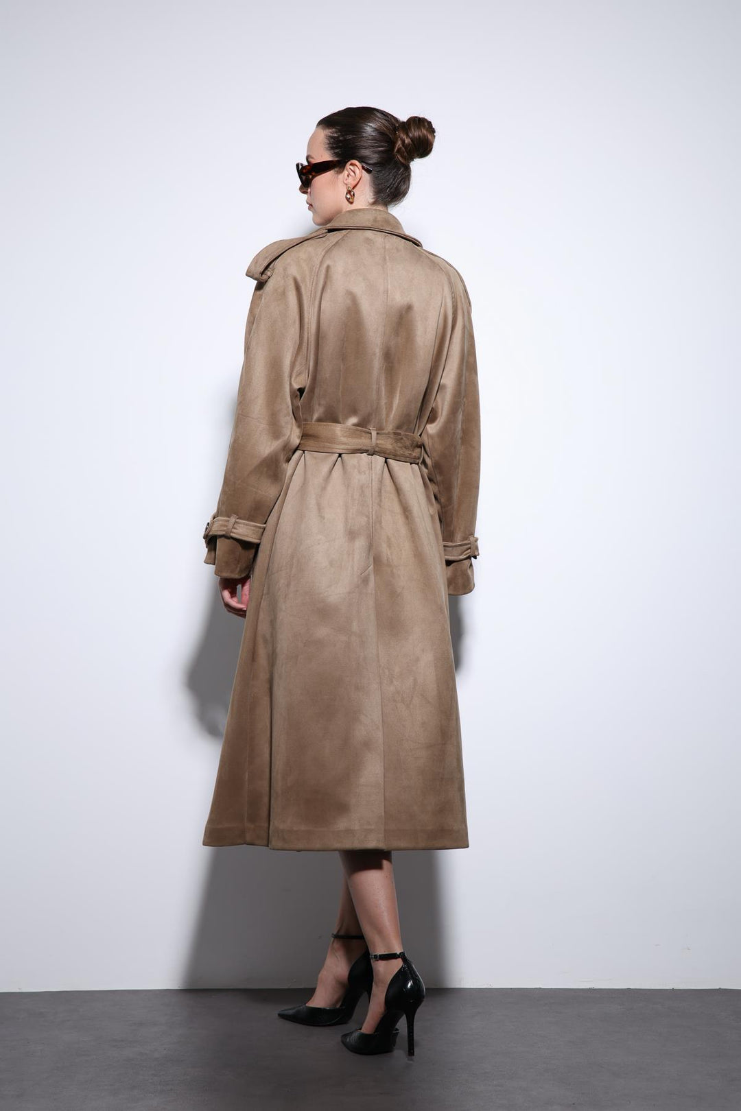 ANT Antioch Bej Kruvaze Süet Görünümlü Premium Kadın Trençkot - Sydney