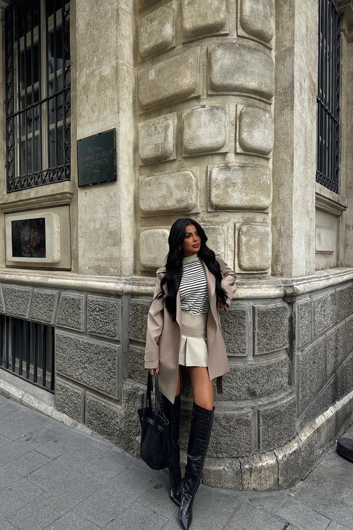 EYY Women Beige Pea Coat - Kensington