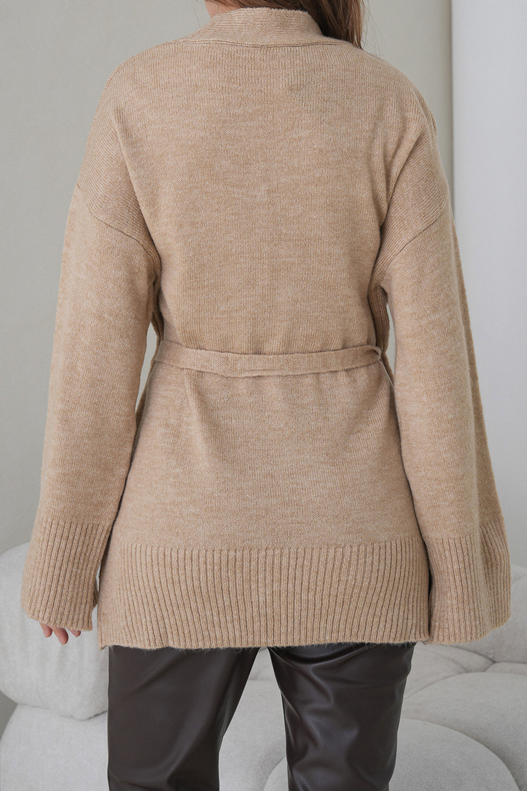 Beige Belted Long Cardigan BCHPK-251237 - Macuspana