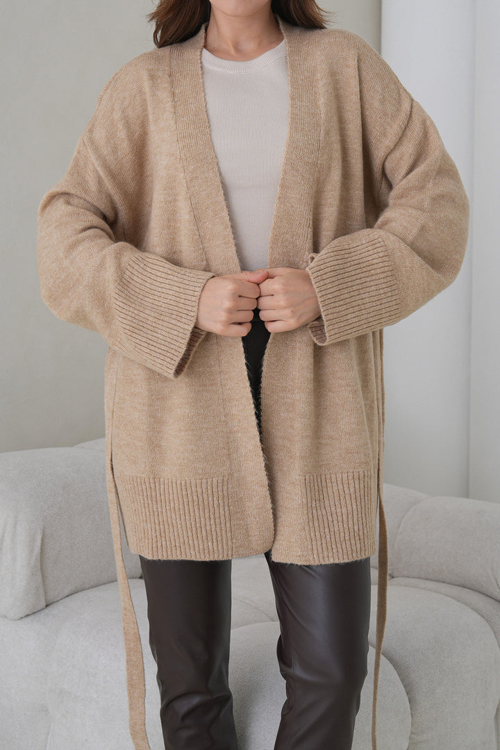 Beige Belted Long Cardigan BCHPK-251237 - Macuspana