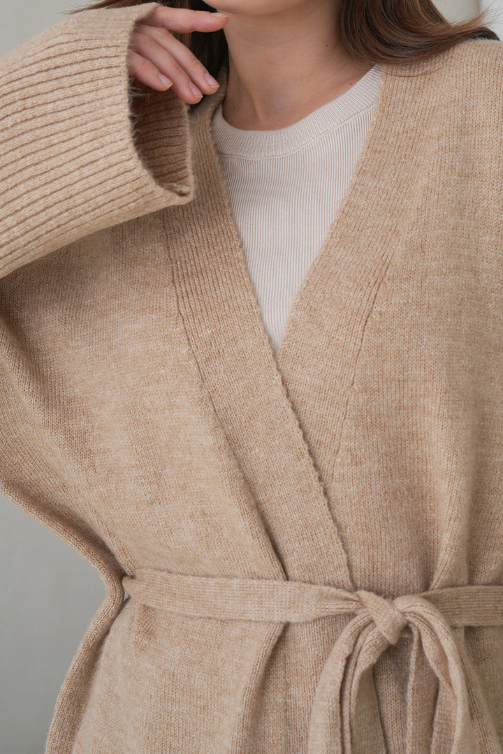 Beige Belted Long Cardigan BCHPK-251237 - Macuspana