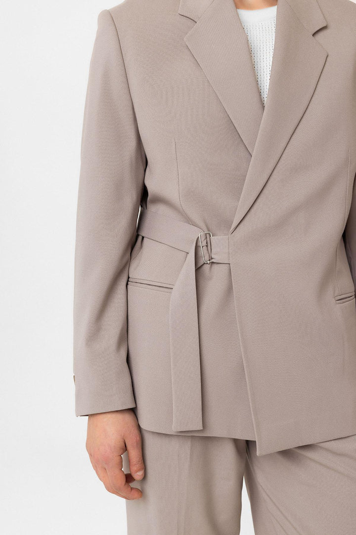ANT Antioch Bej Kuşaklı Relax Fit Men's Blazer Jacket - Newark