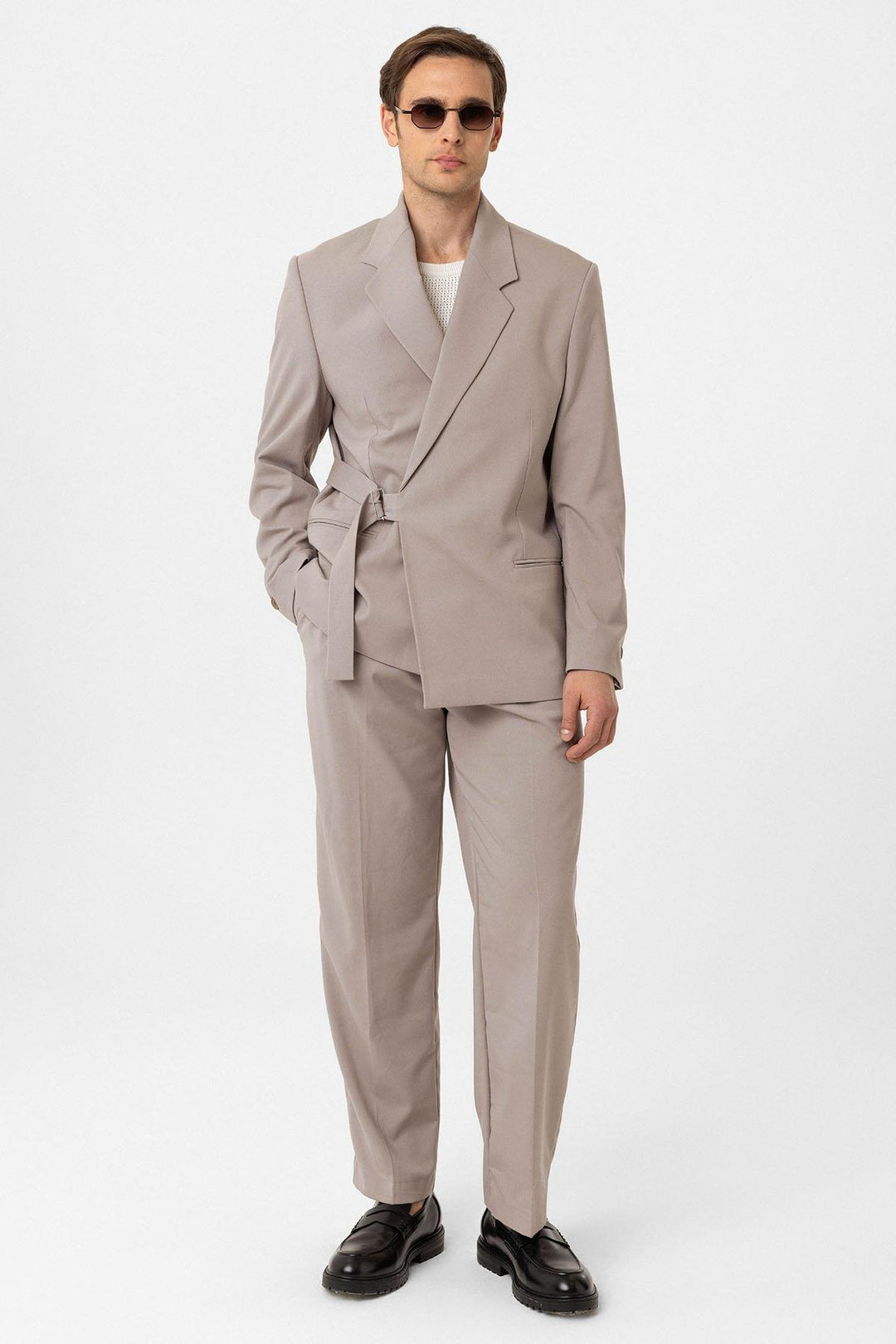 ANT Antioch Bej Kuşaklı Relax Fit Men's Blazer Jacket - Newark