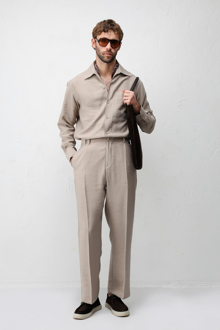 ANT Antioch Bej Lyocell Relaxed Fit Pileli Erkek Pantolon - Azuqueca de Henares