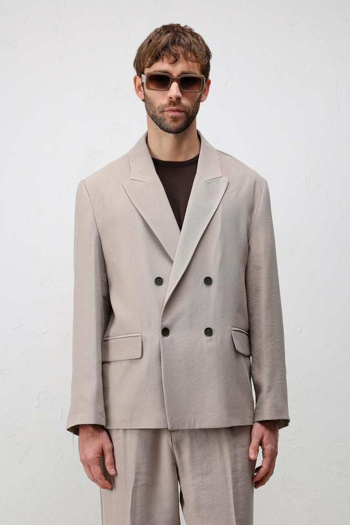 ANT Antioch Bej Modal Karışımlı Relaxed Fit Erkek Blazer Ceket - Swadlincote