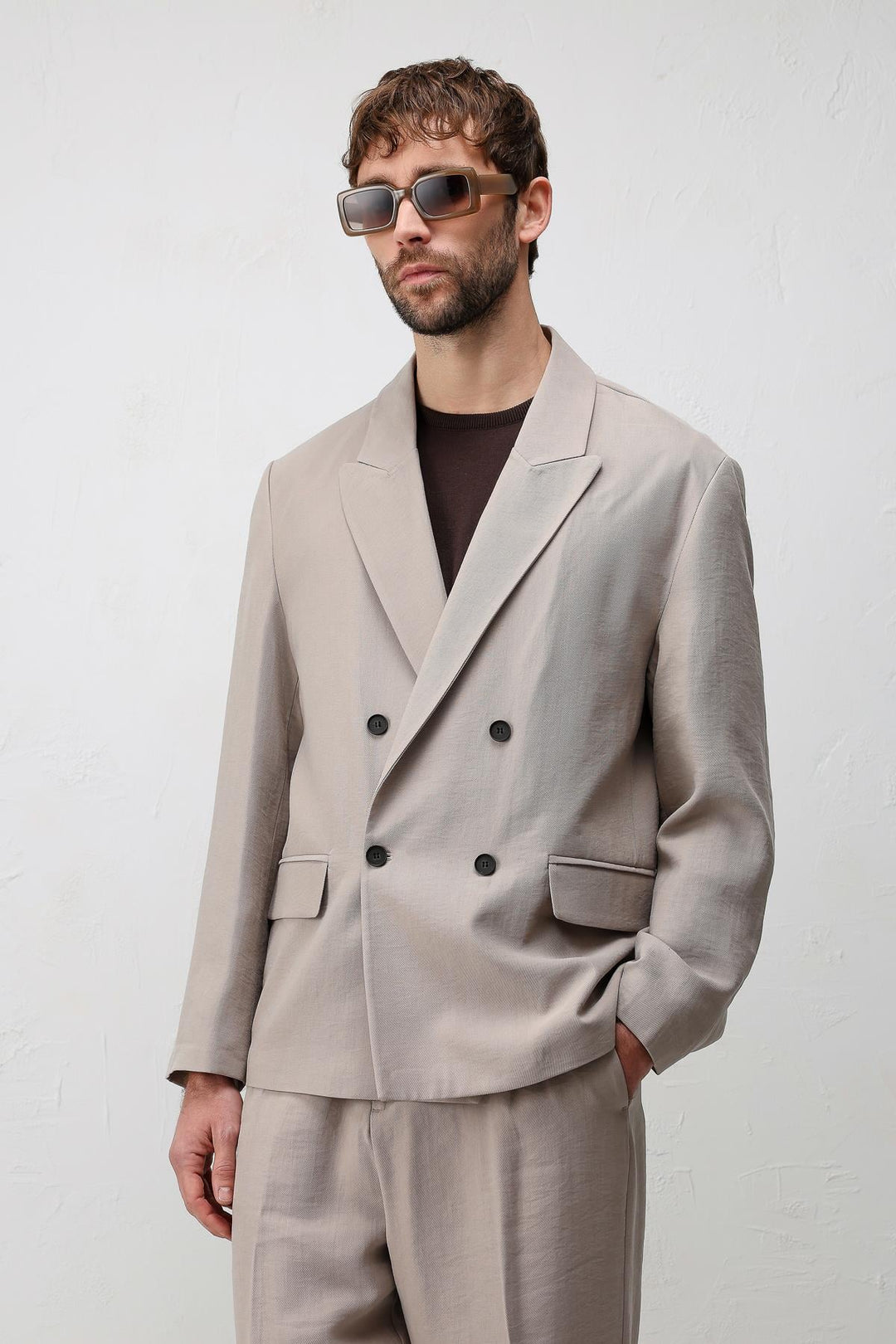 ANT Antioch Bej Modal Karışımlı Relaxed Fit Erkek Blazer Ceket - Swadlincote