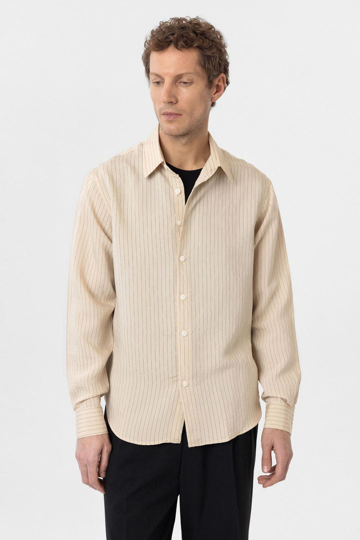 ANT Antioch Bej Modal Fabric Relax Fit Striped Men's Shirt - Citrus Heights