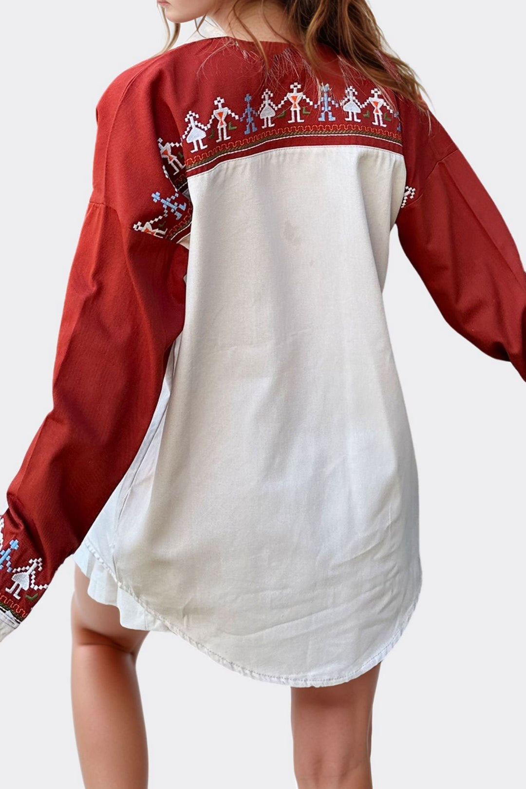 Bej Nakışlı Renk Bloklu Oversize Gabardin Ceket BCHESQ-251024 - Puerto Peñasco