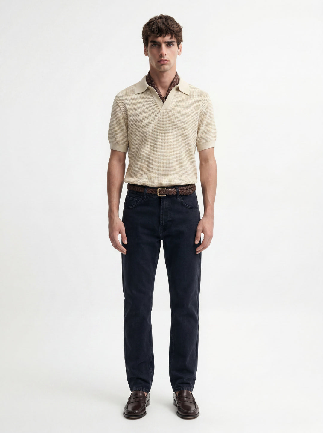 ANT Antioch Bej Örgü Dokulu Polo Yaka Erkek T-Shirt - Levittown