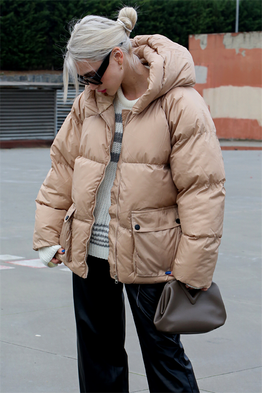 MDX Beige Oversize Pocketed Coat MG1358 - Akron