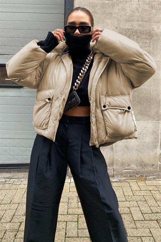MDX Beige Oversize Pocketed Coat MG1358 - Akron