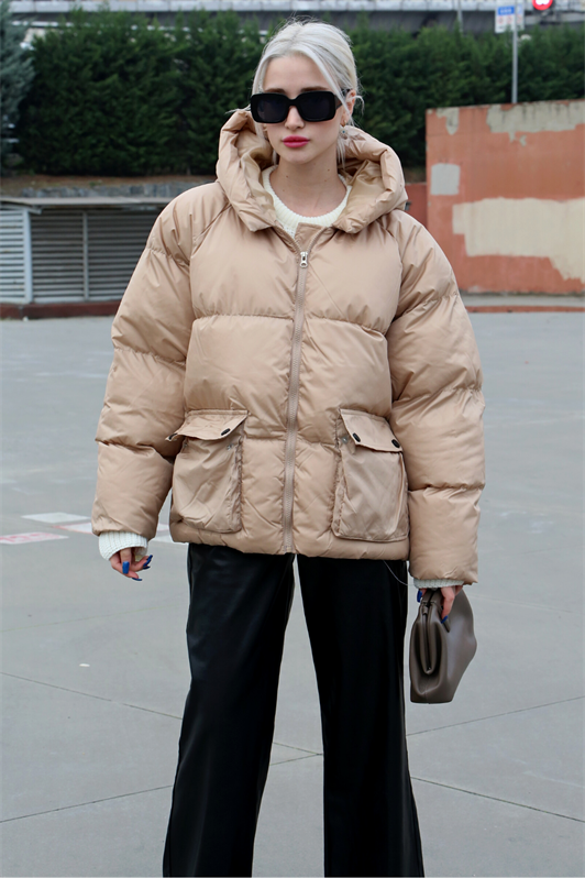 MDX Beige Oversize Pocketed Coat MG1358 - Akron