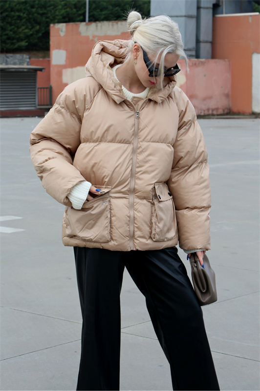 MDX Beige Oversize Pocketed Coat MG1358 - Akron