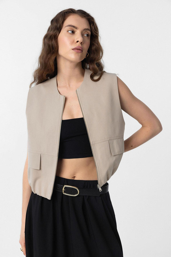 ANT Antioch Bej Oversize Kadın Yelek - Montesilvano
