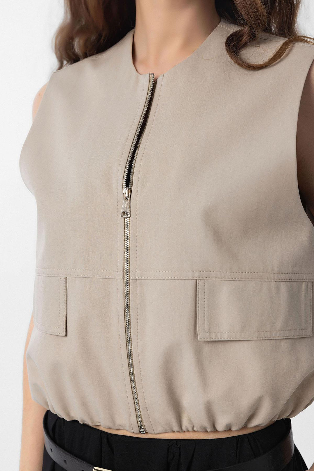 ANT Antioch Bej Oversize Kadın Yelek - Montesilvano
