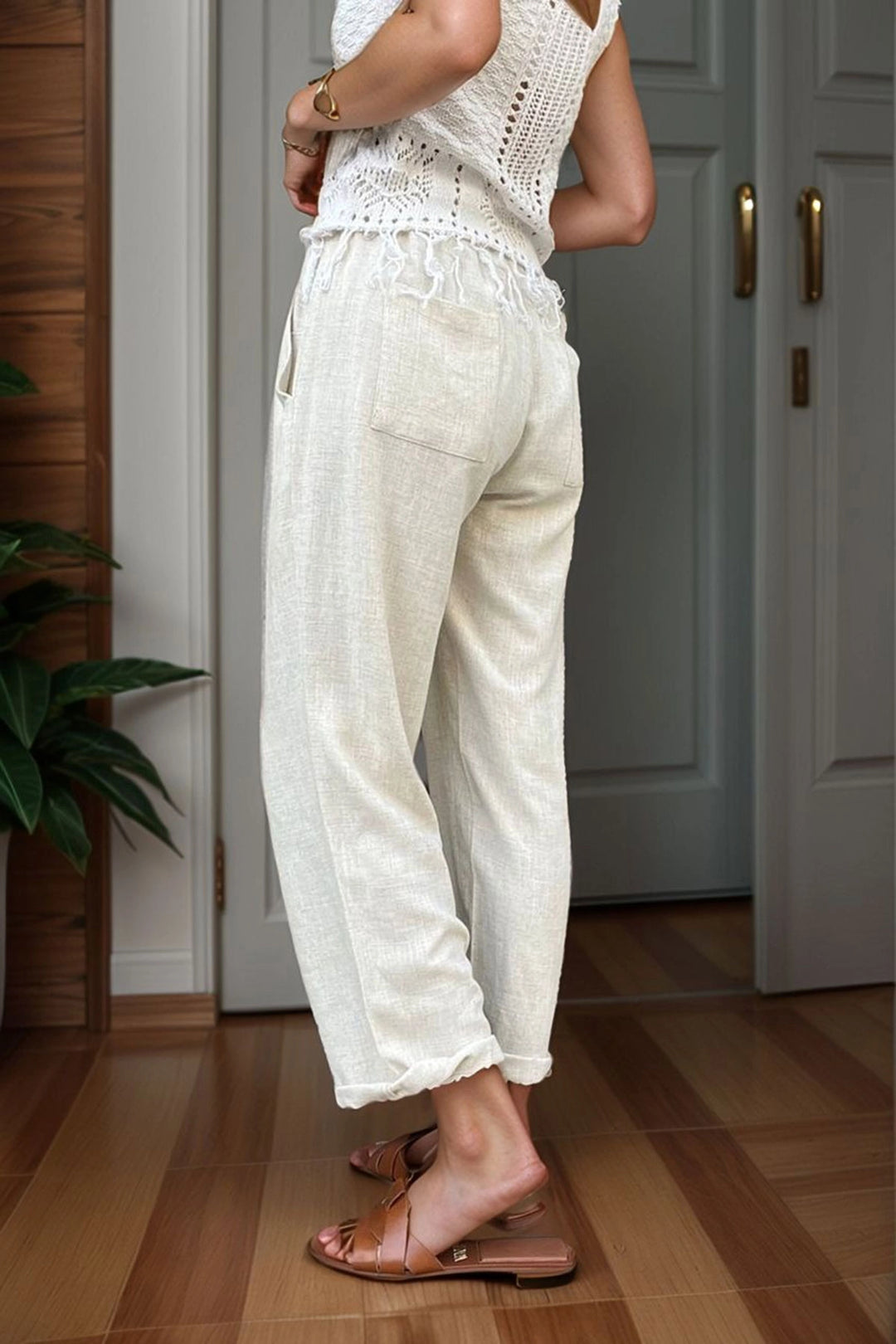 Beige Special School Waist Elastic Loose Pants BCBSK-25700-3638 - DeLand