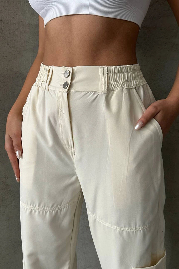 Beige Parachute Fabric Pocket Cargo Jogger Pants BCHN-2525338 - Duncanville