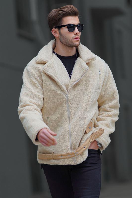 MDX Beige Plush Biker Men's Jacket 6849 - Iesi