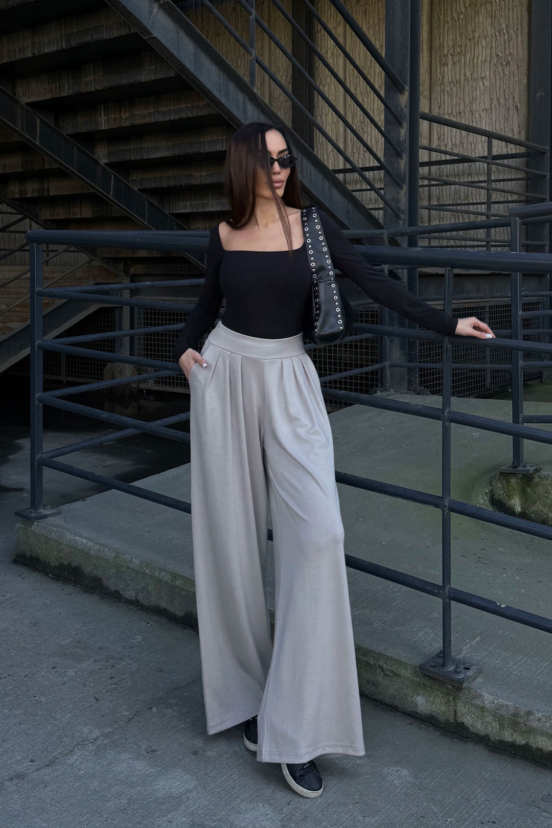 Beige Pile Detailed Spanish Ultra Soft Fabric Trousers BCDF-25P0002 - Bonn