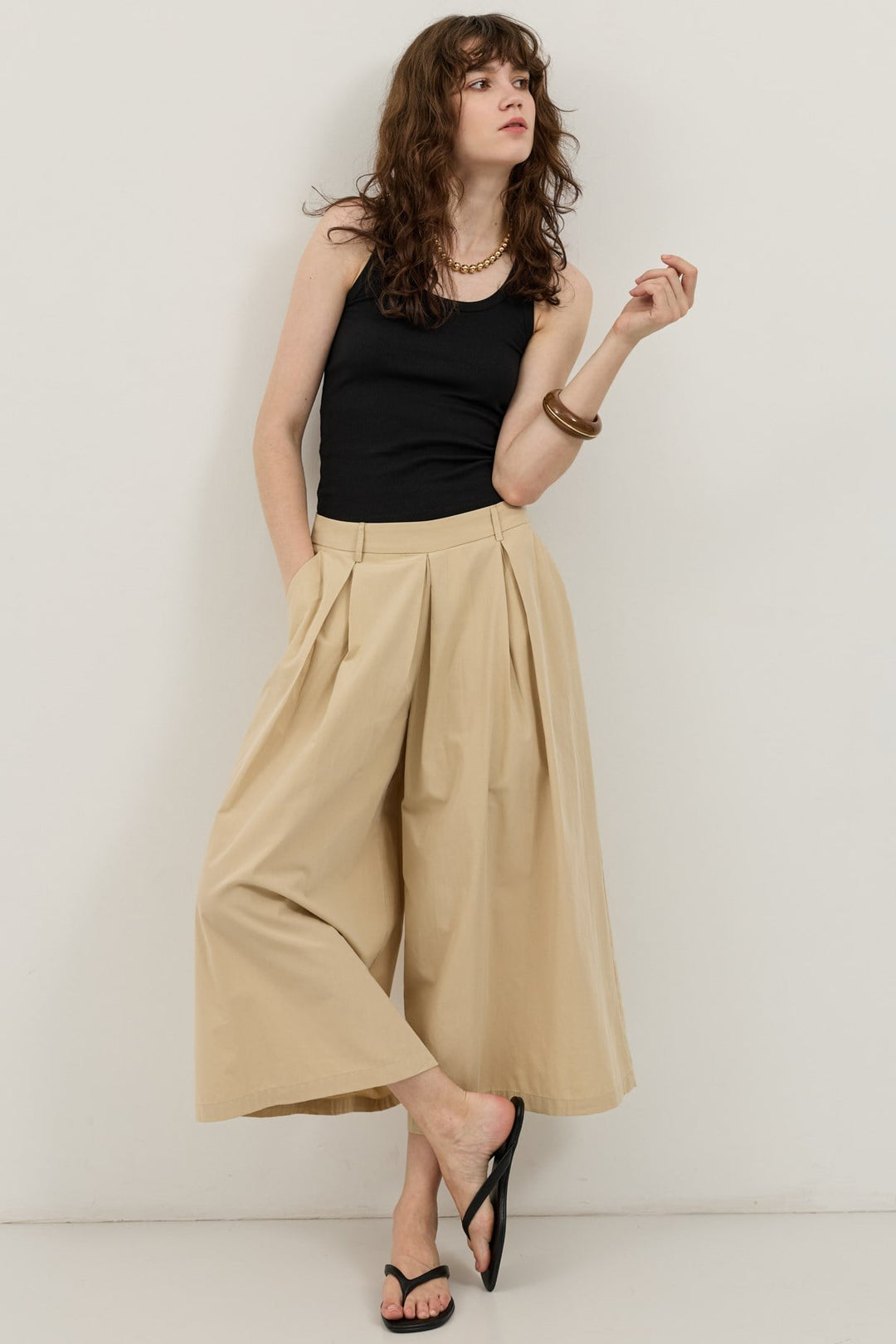ANT Antioch Bej Pileli Culotte Pantolon - Tulsa