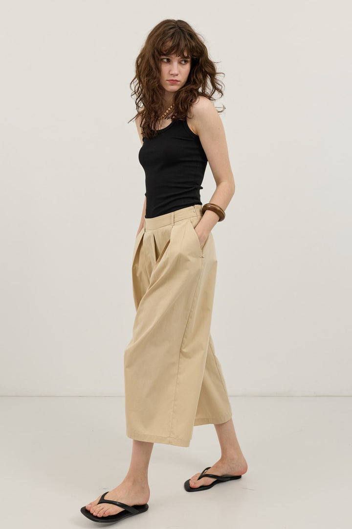 ANT Antioch Bej Pileli Culotte Pantolon - Tulsa