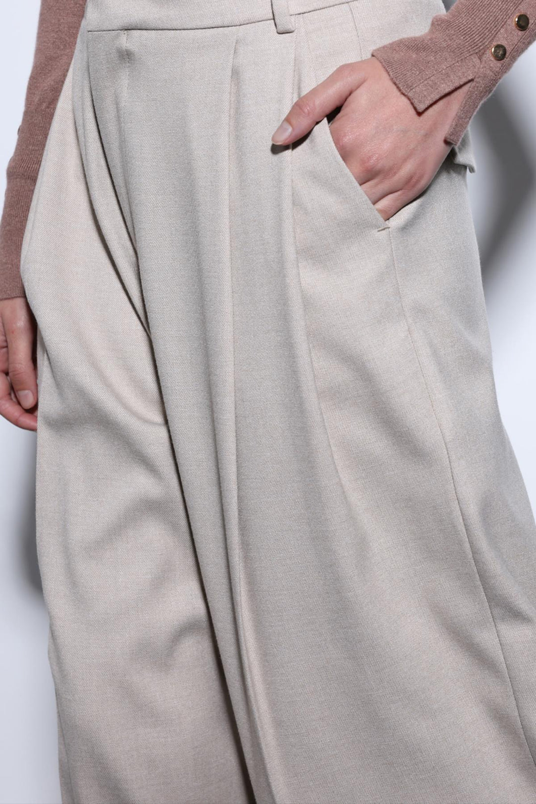 ANT Antioch Bej Pileli Palazzo Women's Pants - Winterthur