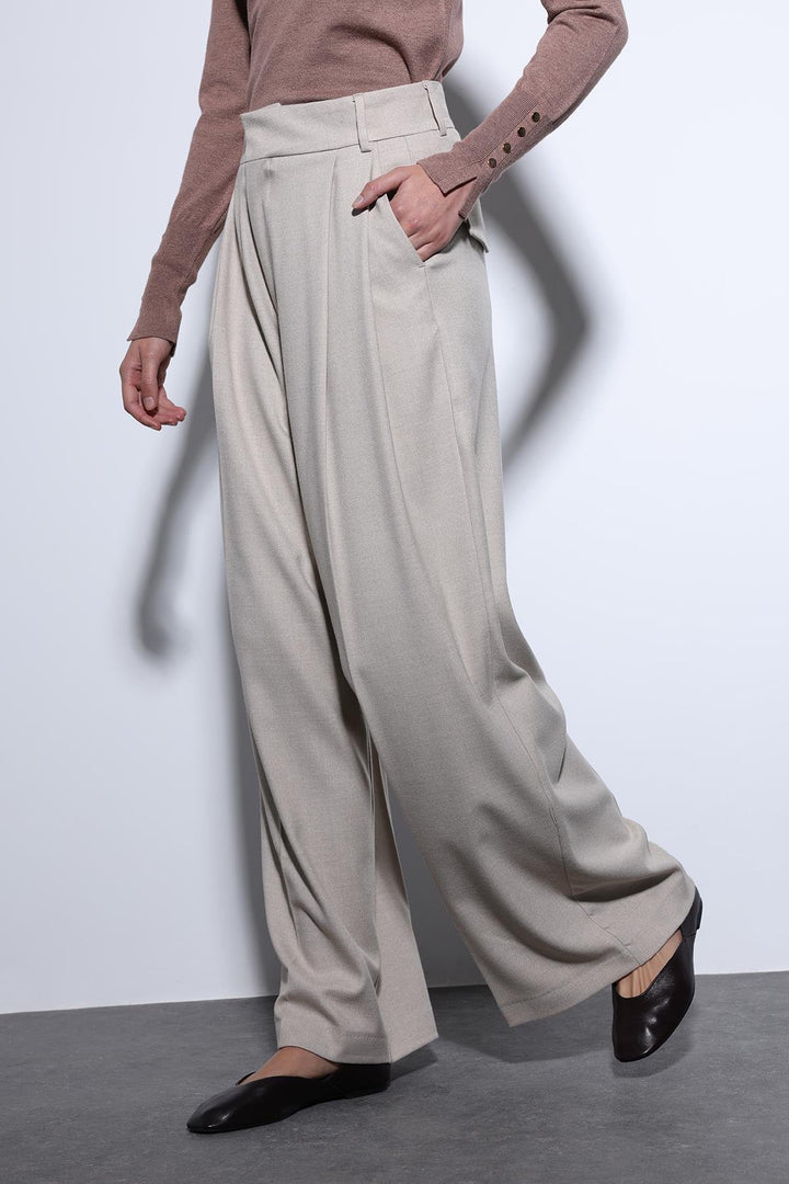 ANT Antioch Bej Pileli Palazzo Women's Pants - Winterthur