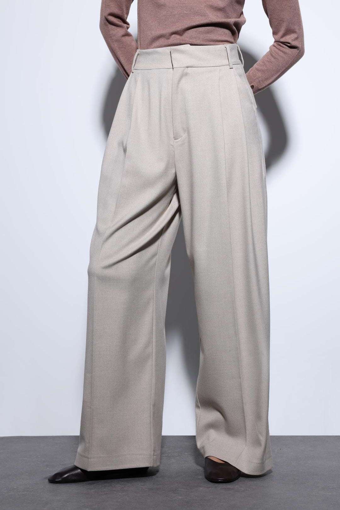 ANT Antioch Bej Pileli Palazzo Women's Pants - Winterthur