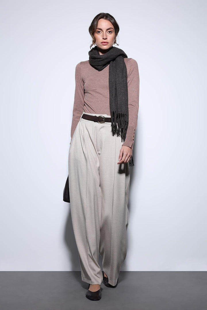 ANT Antioch Bej Pileli Palazzo Women's Pants - Winterthur