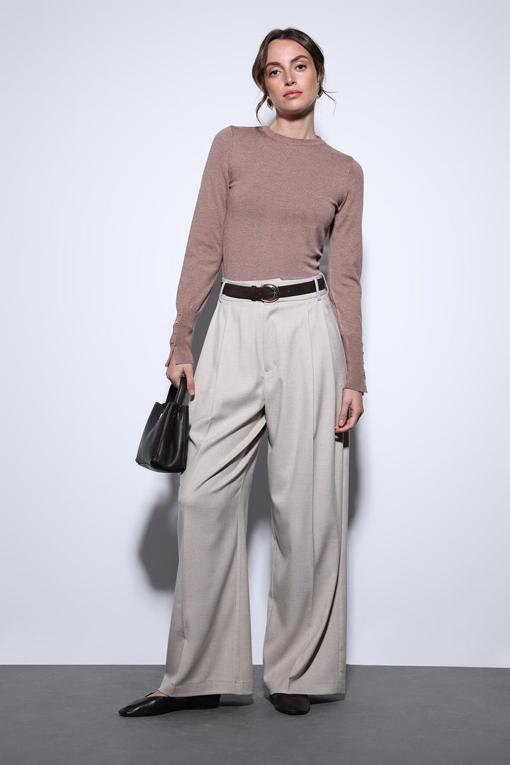 ANT Antioch Bej Pileli Palazzo Women's Pants - Casalecchio di Reno